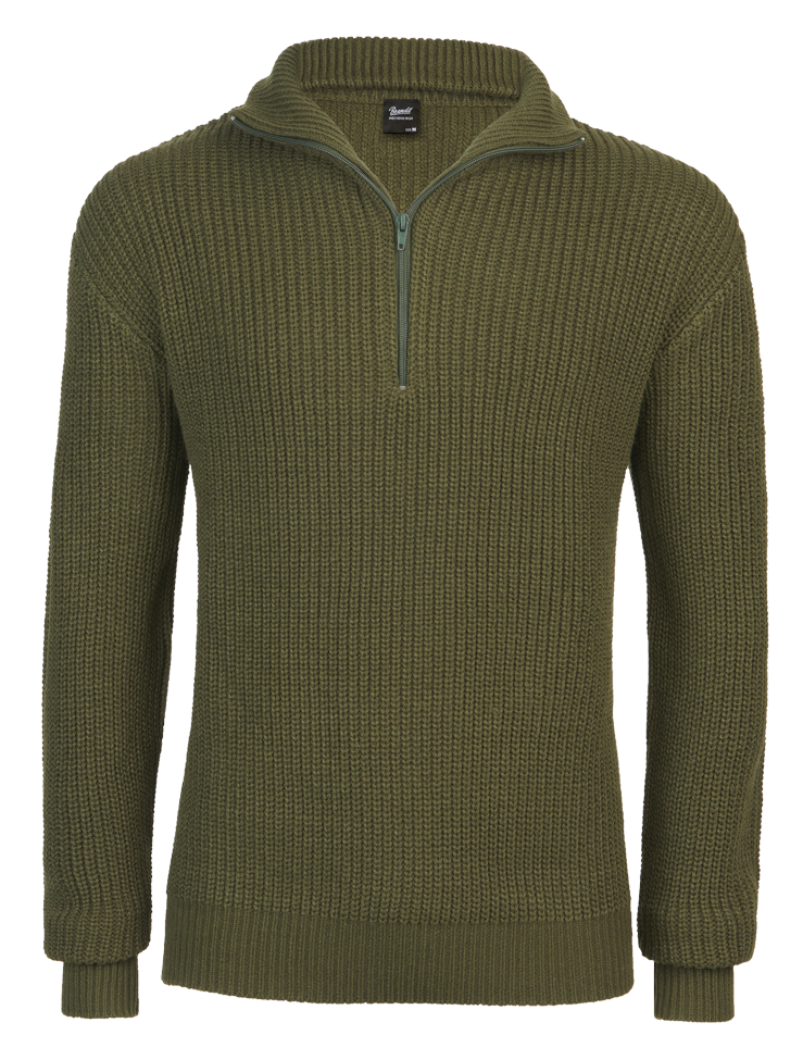 Pull Brandit Marine Troyer en maille polyacrylique col épais à fermeture éclair