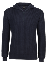 Pull Brandit Marine Troyer en maille polyacrylique col épais à fermeture éclair