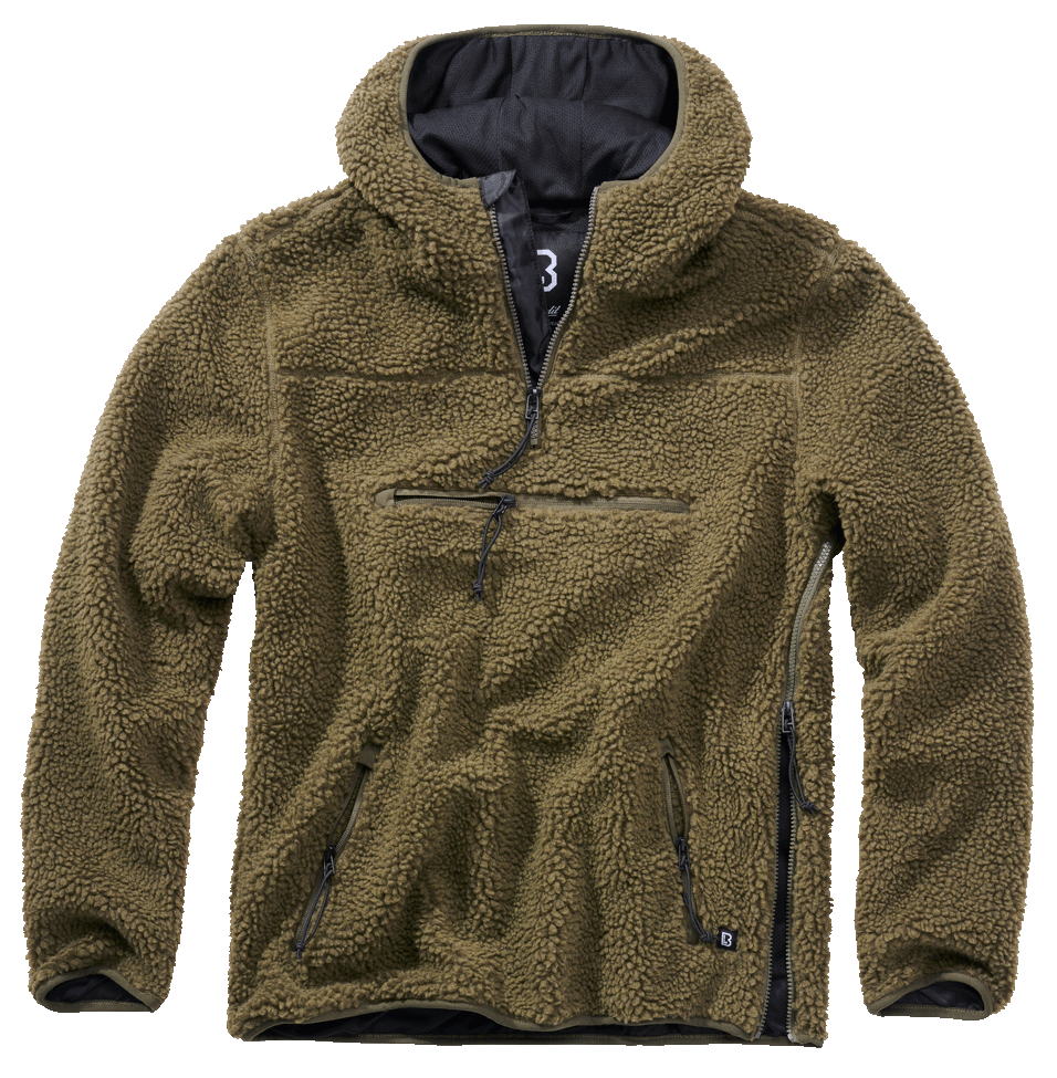 Polaire Brandit Teddyfleece Worker à capuche doublée quatre poches fermeture centrale