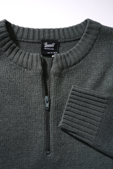 Pull Brandit Army en maille polyacrylique col rond à fermeture éclair et bords côtes