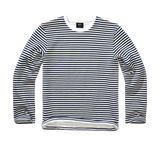 Sweat Brandit Marine en coton molleton gratté col rond et manches longues rayées