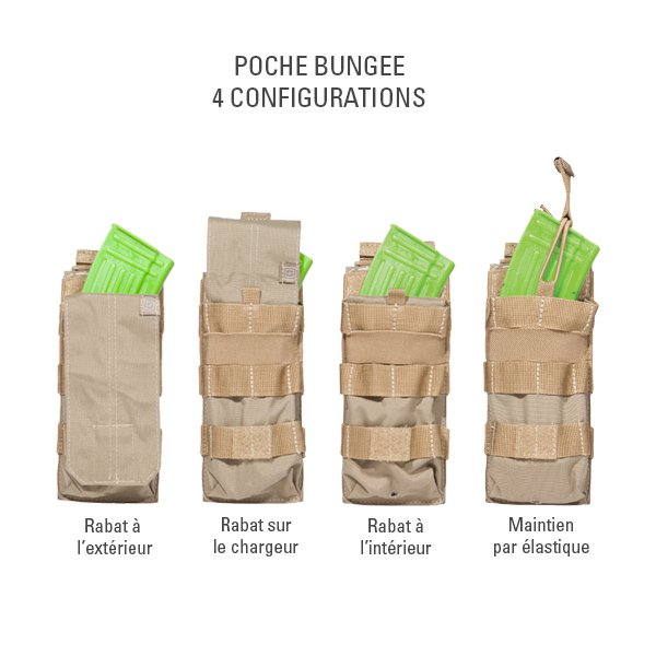 Porte-chargeur double 5.11 Tactical MP5 Bungee en nylon 500D compatible MOLLE et SlickStick