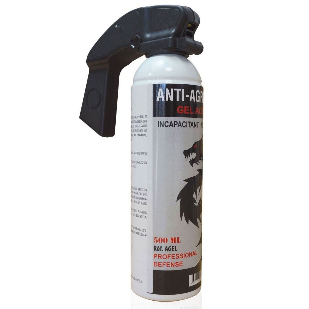 Aérosol de défense Delta Force gel CS 300 et 500 ml jet directif catégorie B8