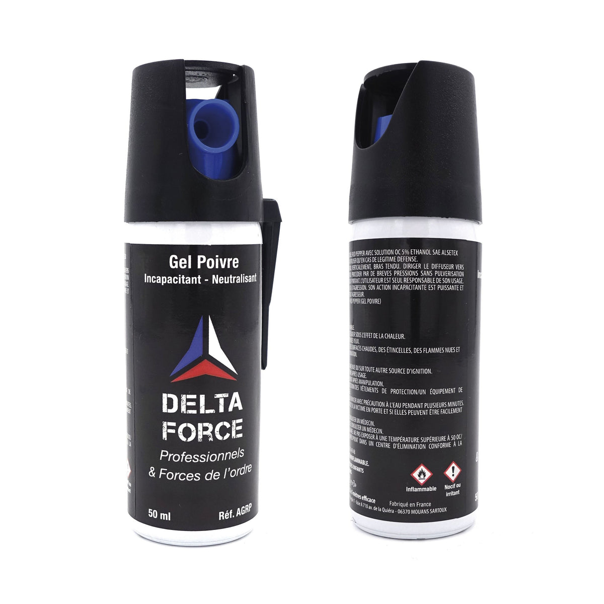 Aérosol de défense Delta Force Red Pepper OC 50 ml portée annoncée 5 à 7 mètres