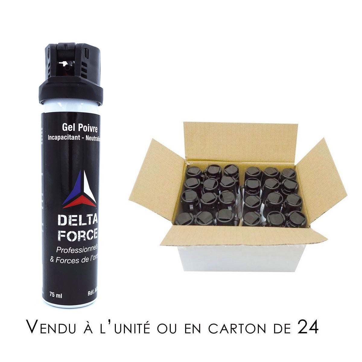 Aérosol de défense Delta Force Red Pepper OC 75 ml grande contenance catégorie D