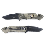 Couteau pliant Survival Sapeurs-Pompiers lame acier 440 de 8,5 cm avec étui