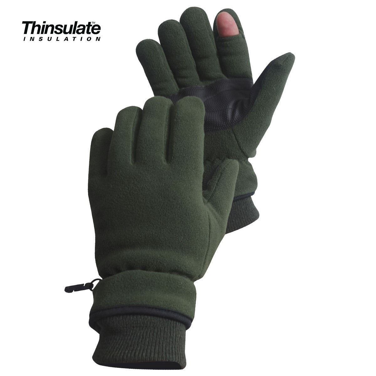 Gants polaires doublure Thinsulate doigt tireur ambidextre renfort de paume