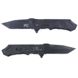Couteau pliant Survival lame acier 440 de 8,5 cm, cran de sûreté et étui