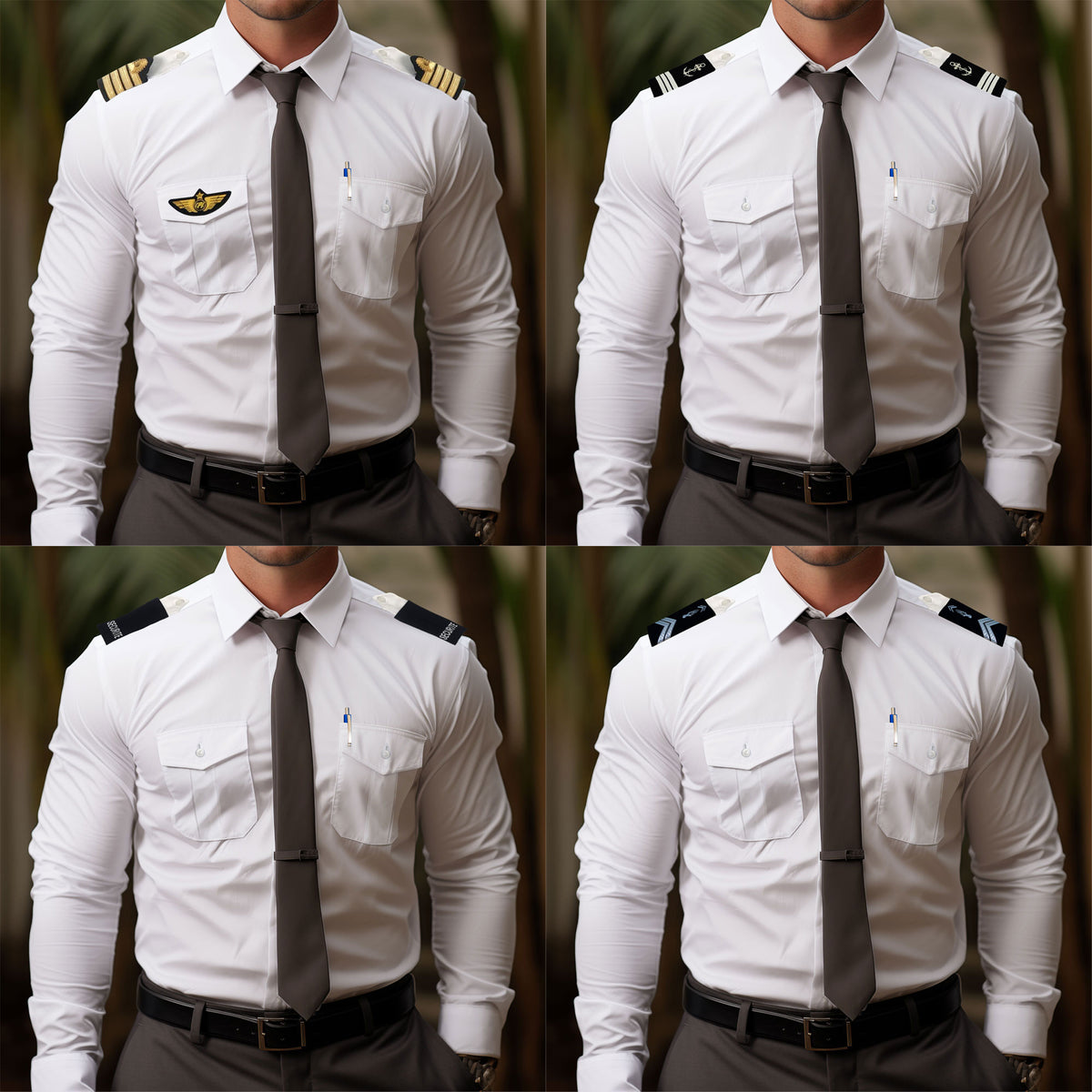 Chemise de service pilote manches longues polycoton 60/40 pattes d'épaules