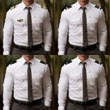 Chemise de service pilote manches longues polycoton 60/40 pattes d'épaules