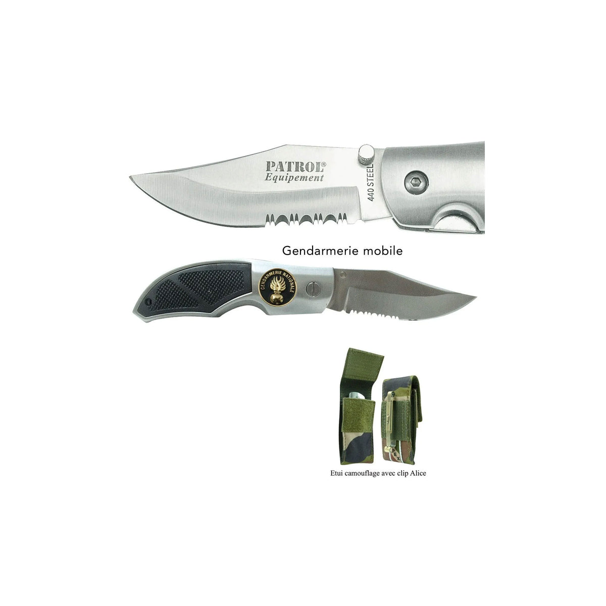 Couteau pliant Rangers insigne Gendarmerie manche aluminium coupe-sangle