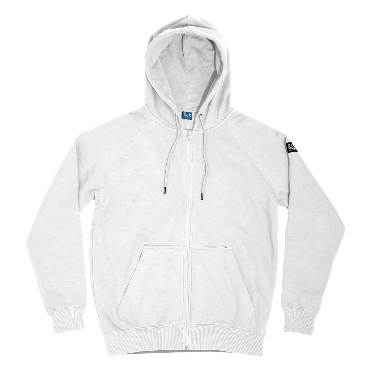 Sweat à capuche CloMod Blank à glissière intégrale en coton polyester intérieur gratté