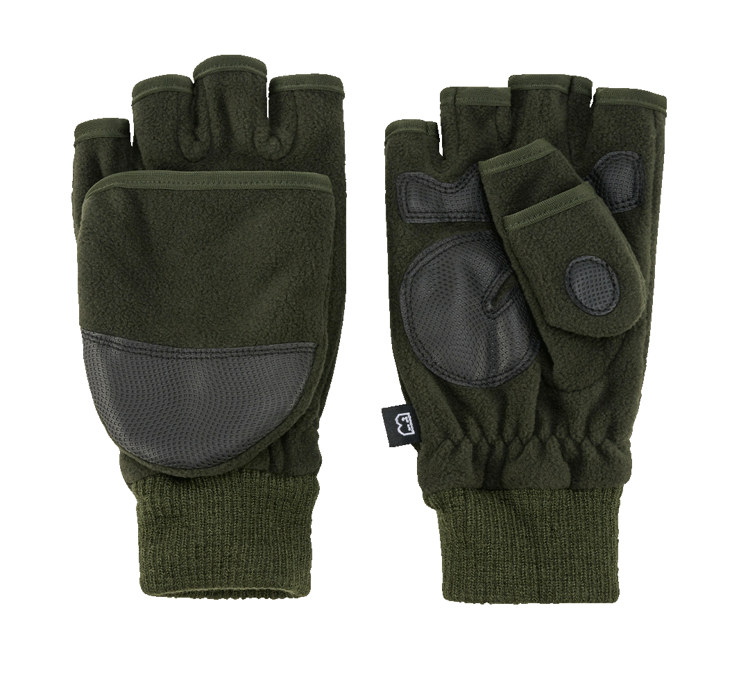 Gants polaires Brandit Trigger 2 en 1 moufle et mitaine paume et doigts renforcés