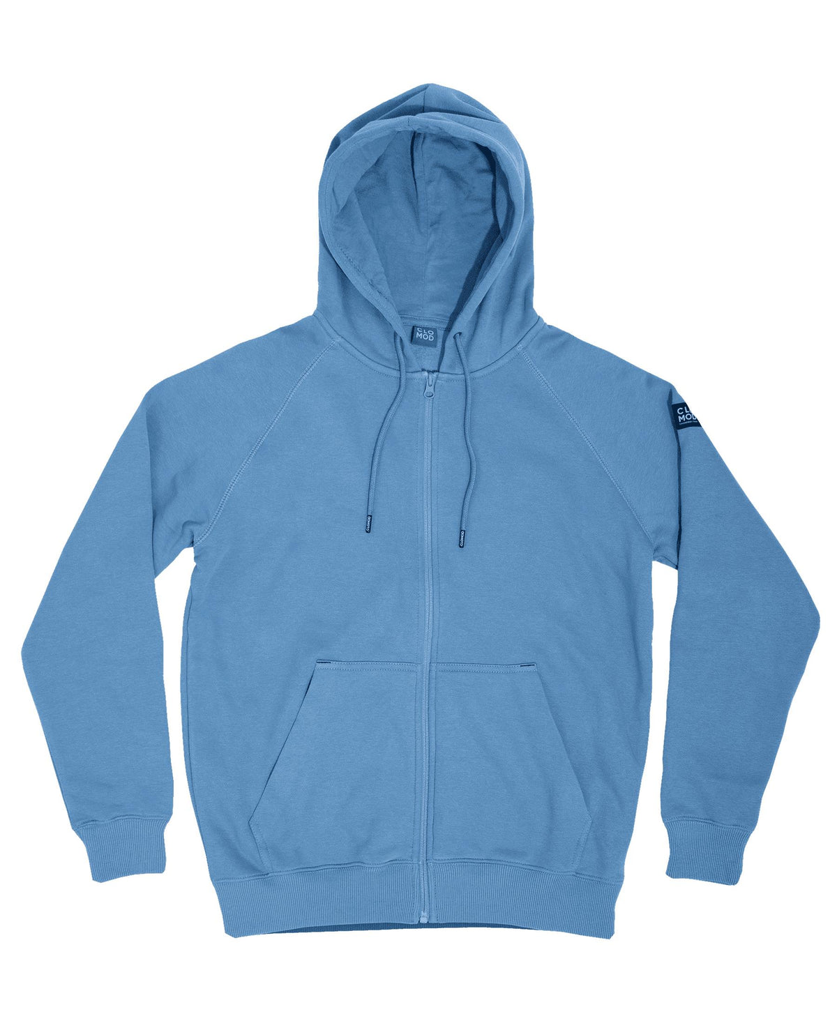 Sweat à capuche CloMod Blank à glissière intégrale en coton polyester intérieur gratté