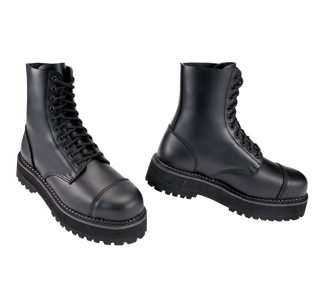 Bottes Brandit Plateau Phantom 10 œillets cuir semelle plateforme cousue coque d'acier