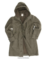 Parka long Bundeswehr en satin de coton doublé, surplus militaire d'occasion