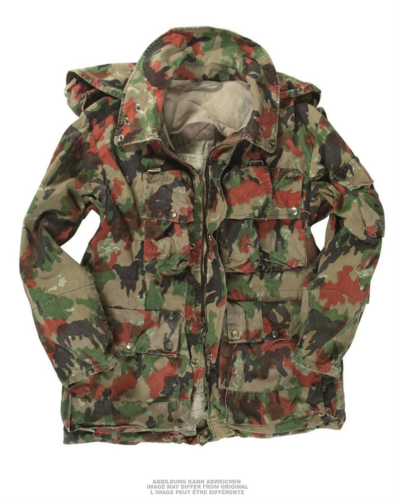 Veste de combat suisse M70 en pur coton à quatre poches, surplus d'occasion