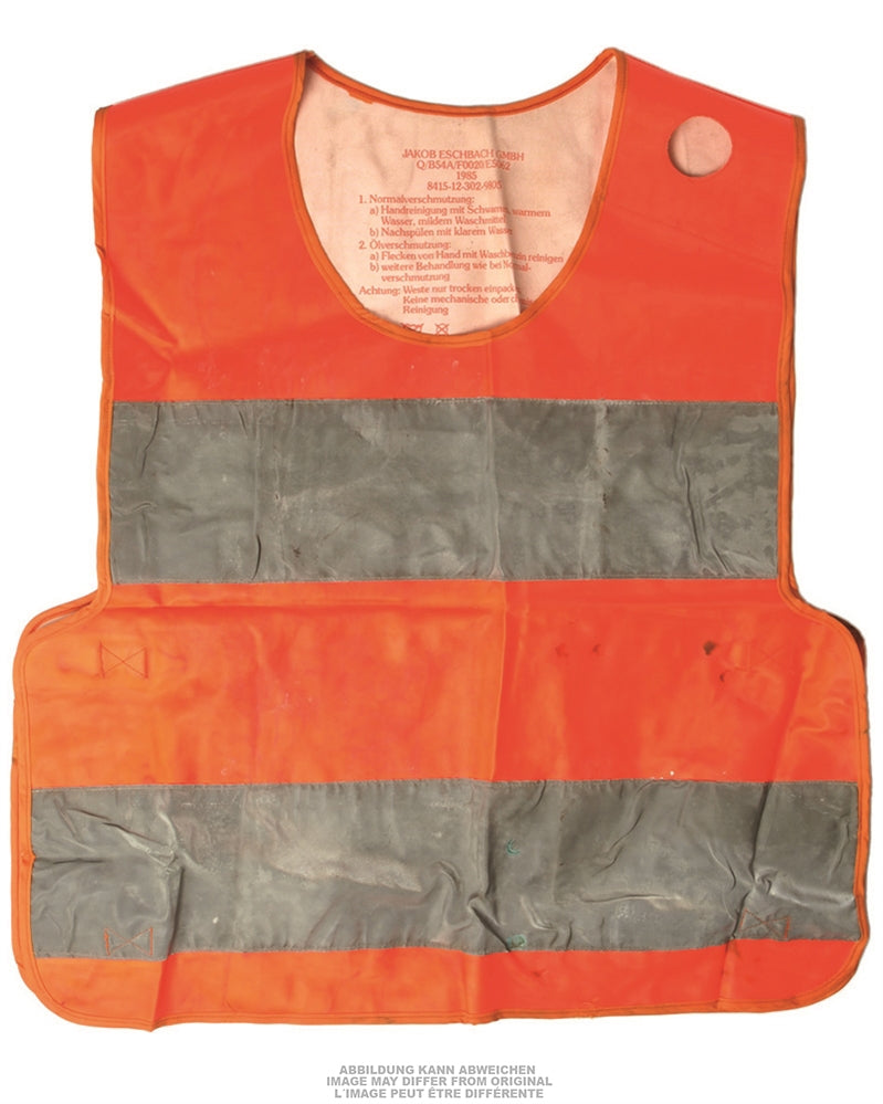 Gilet de signalisation Bundeswehr pour véhicule en polyester, stock ancien