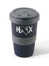 Mug nomade Haix 2Go en porcelaine avec bandeau silicone et couvercle hermétique