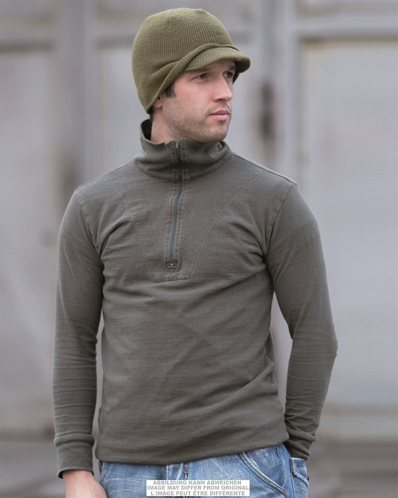 Chemise en tricot Bundeswehr en pur coton à fermeture à glissière, occasion