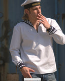 Chemise de marine Bundeswehr en pur coton avec col marin, surplus d'occasion