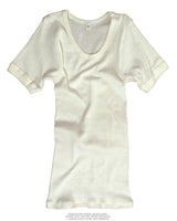T-shirt côtelé Bundeswehr en pur coton de dotation, stock ancien jamais porté
