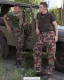 Pantalon de combat suisse M70 en pur coton avec bretelles, surplus d'occasion