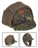 Bonnet d'hiver à rabats de la Bundeswehr doublé laine et fausse fourrure