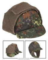 Bonnet d'hiver à rabats de la Bundeswehr doublé laine et fausse fourrure
