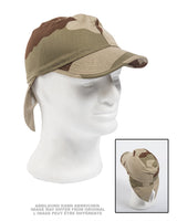 Casquette de campagne française en coton avec couvre-nuque, stock ancien