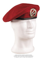 Béret en pure laine de la Bundeswehr à bandeau cuir avec insigne, occasion