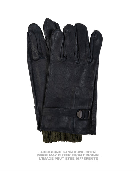Gants en cuir type américain de l'armée belge avec sous-gants, stock ancien