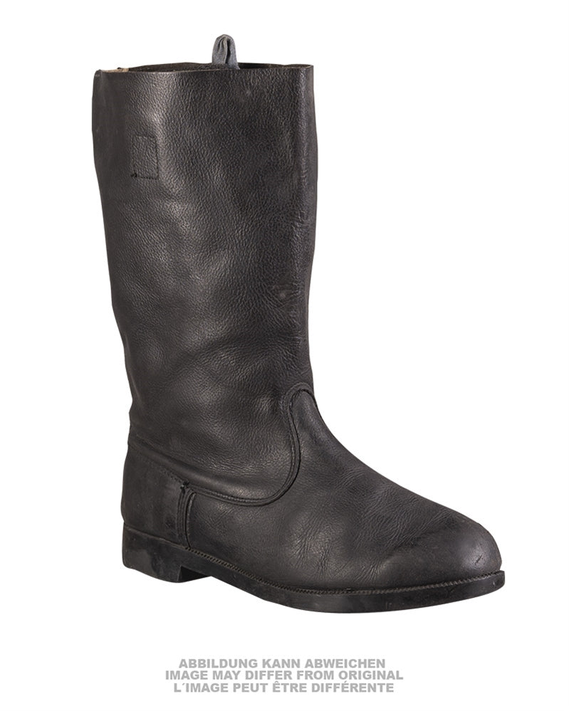 Bottes à tige haute de l'armée est-allemande en cuir, surplus militaire d'occasion