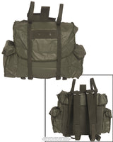Petit sac à dos de l'armée belge en toile enduite PVC, surplus d'occasion