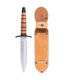 Couteau de combat à lame satinée et manche enveloppé de cuir, occasion