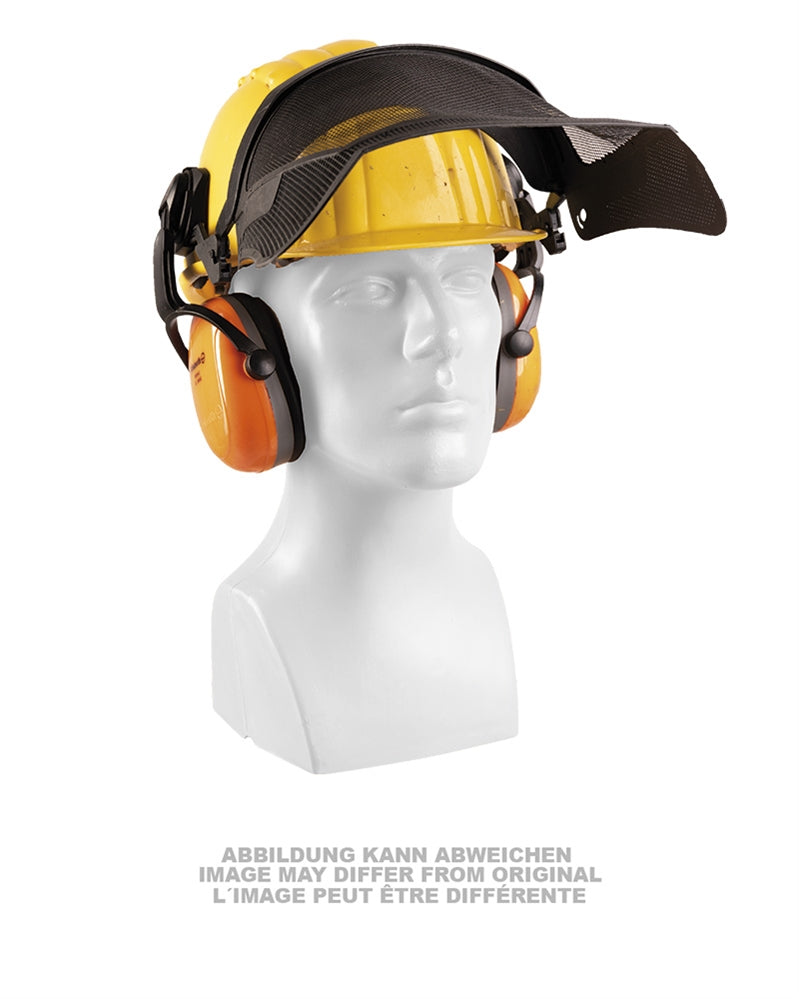 Casque forestier de présentation avec protection auditive et visière, hors service