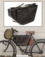 Sacoche de vélo au modèle militaire suisse en cuir de forme trapèze, stock ancien