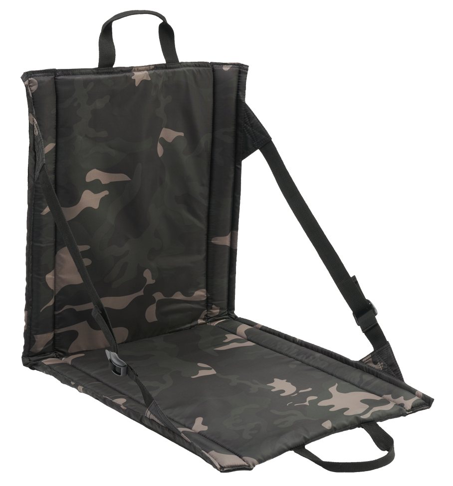 Siège pliant Brandit Foldable Seat 40 x 38 cm dossier inclinable et poche filet double