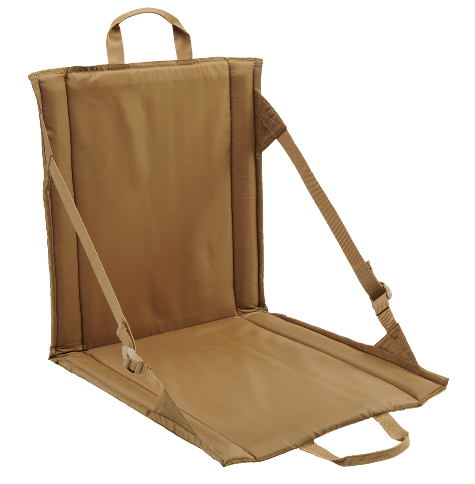 Siège pliant Brandit Foldable Seat 40 x 38 cm dossier inclinable et poche filet double