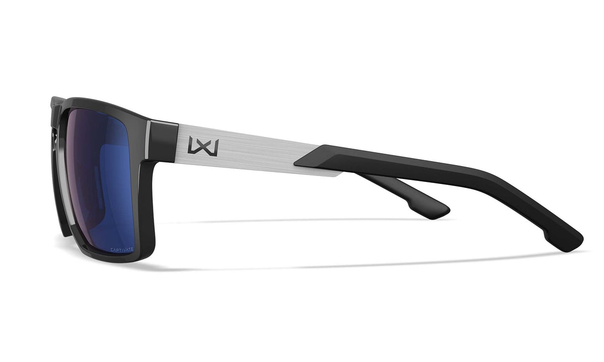 Lunettes de protection Wiley X WX Apex ANSI Z87.1 verres polarisés Captivate miroir noir brillant