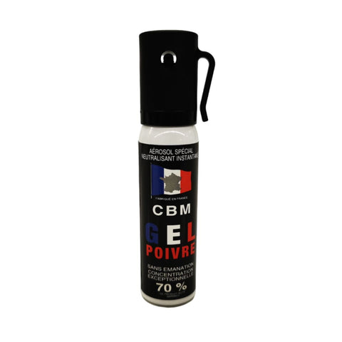 Aérosol de défense CBM Gel lacrymogène au poivre OC + Capot Standard 25 ml