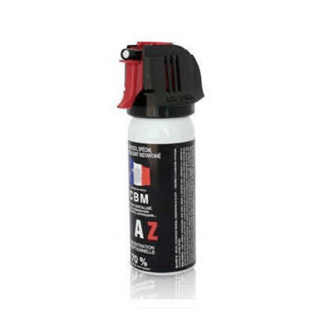 Aérosol de défense CBM gaz lacrymogène CS + Capot Accusol 50 ml