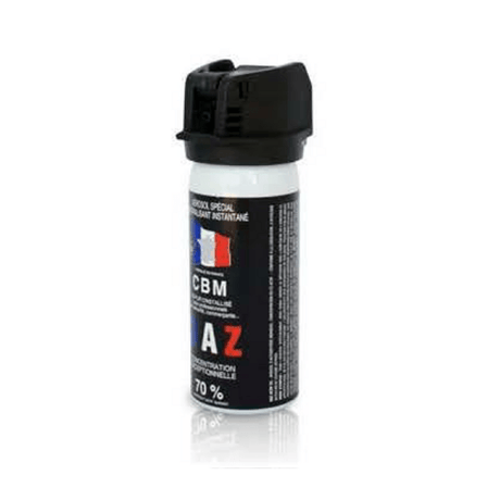 Aérosol de défense CBM gaz lacrymogène CS + Capot Clapet 50 ml — fabrication française