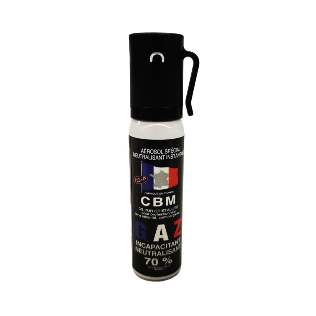 Aérosol de défense CBM gaz lacrymogène CS + Capot Standard 25 ml — fabrication française