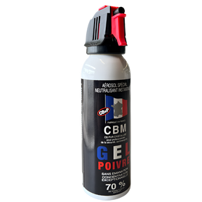 Aérosol de défense CBM gaz lacrymogène au poivre OC + Capot Accusol 100 ml