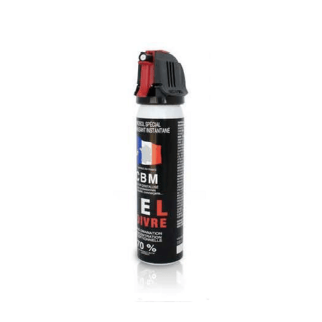 Aérosol de défense CBM gaz lacrymogène au poivre OC + Capot Accusol 75 ml — fabrication française