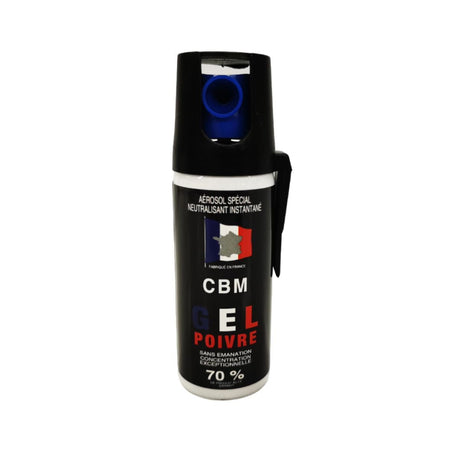 Aérosol de défense CBM gaz lacrymogène au poivre OC + Capot Standard 50 ml — fabrication française