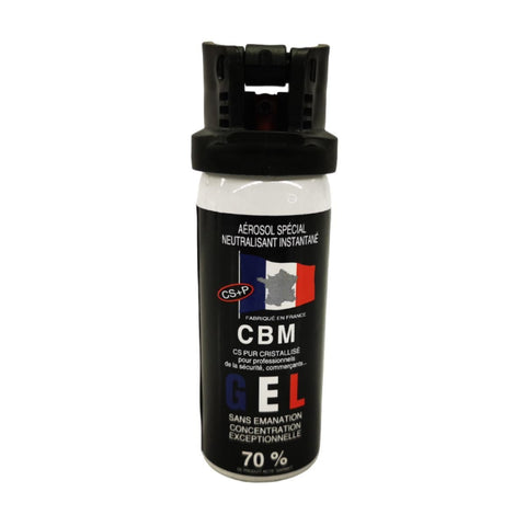 Aérosol de défense CBM gel lacrymogène CS + Capot Clapet 50 ml
