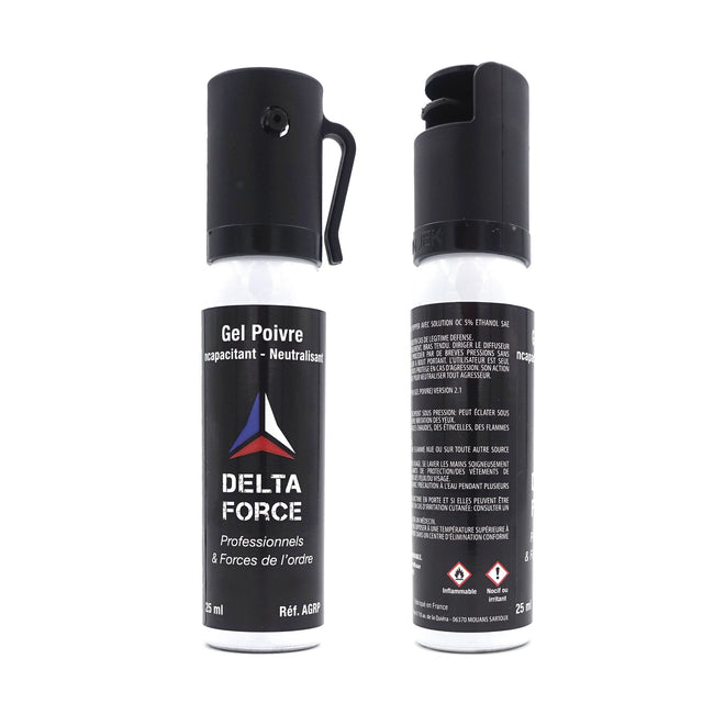 Aérosol de défense Delta Force Red Pepper OC 25 ml portée annoncée 5 à 7 m