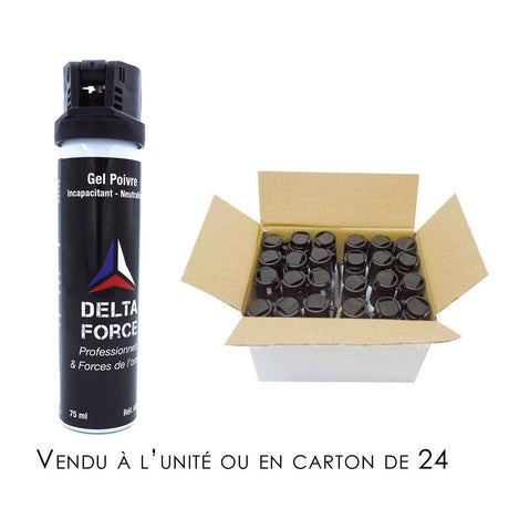 Aérosol de défense Delta Force Red Pepper OC 75 ml grande contenance catégorie D